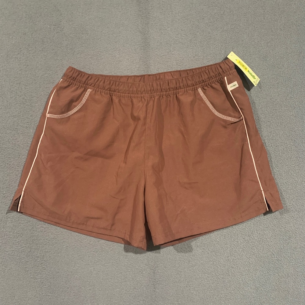 Kinesis Brown Poly Sueded Athletic Shorts Womens Large Made in USA NWT So Sporty